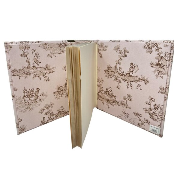 Pink Brown Toile Padded Fabric Photo Album Bow Holds 200 4x6 Photos Gift Baby - Picture 2 of 15